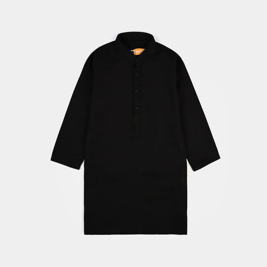 Boys Cotton Slub 3Piece Suit (Gul-E-Rang)-BLACK
