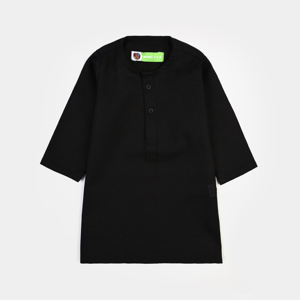 Infant Boys Cotton Slub 3Piece Suit (Gul-E-Rang)-BLACK