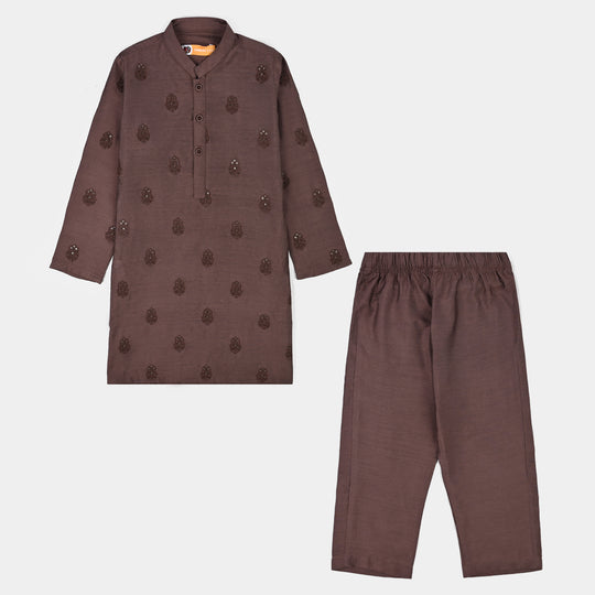 Boys Poly Cotton 2Piece Suit (Jagmag)-BROWN