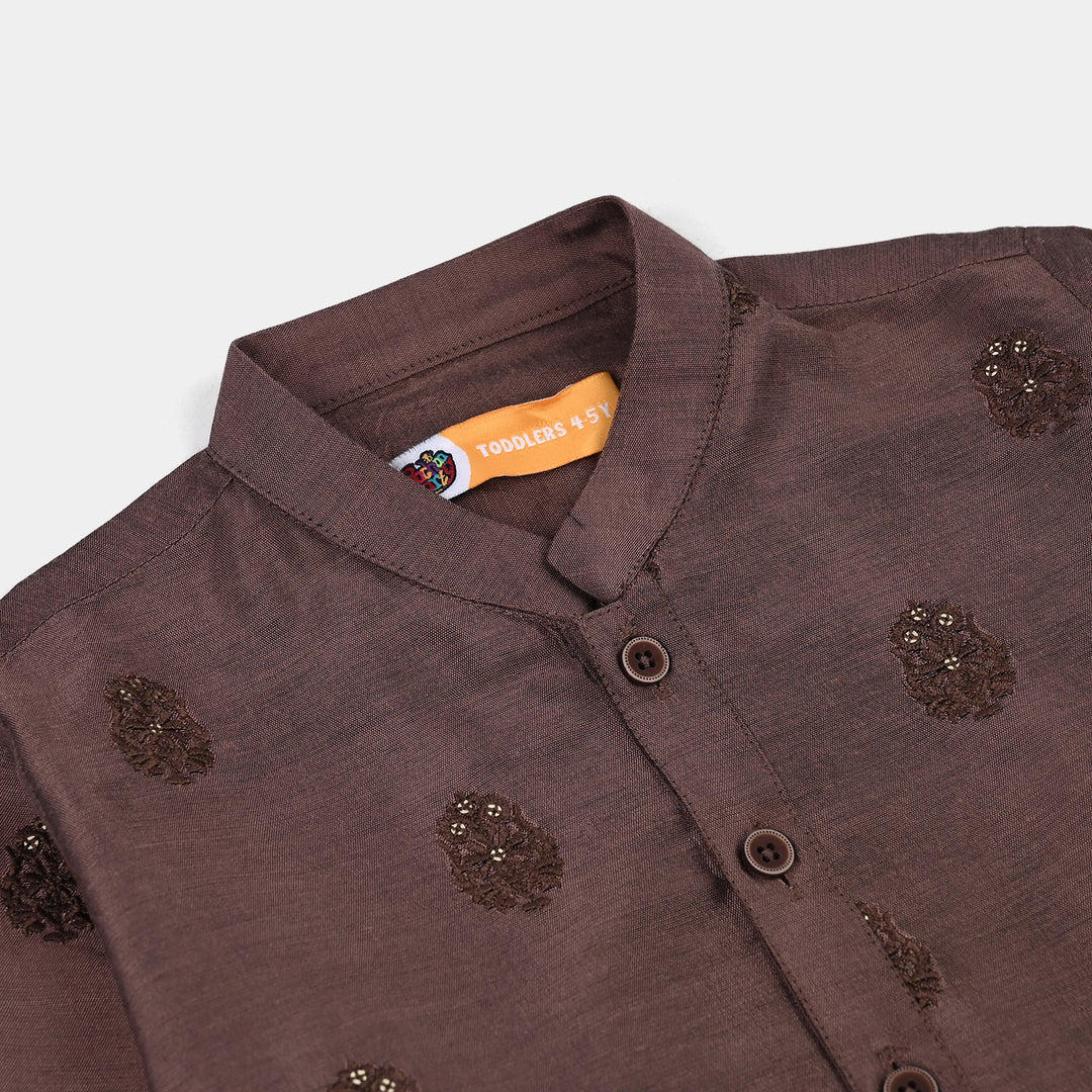 Boys Poly Cotton 2Piece Suit (Jagmag)-BROWN