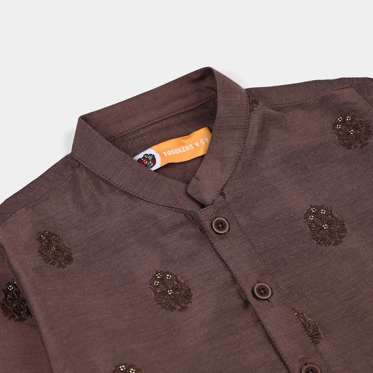 Boys Poly Cotton 2Piece Suit (Jagmag)-BROWN