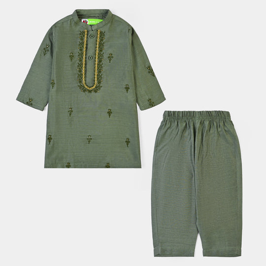 Infant Boys Poly Cotton 2Piece Suit (Dhanak)- GREEN
