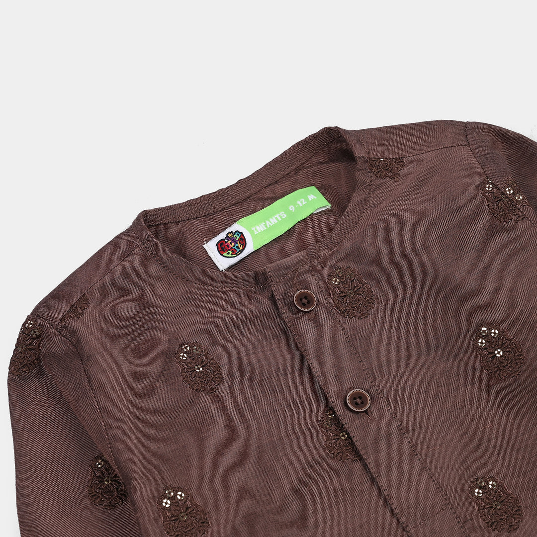 Infant Boys Poly Cotton 2Piece Suit (Jagmag)-BROWN