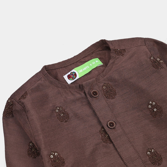 Infant Boys Poly Cotton 2Piece Suit (Jagmag)-BROWN