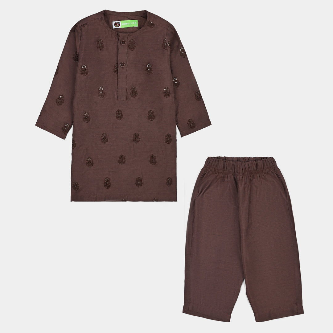 Infant Boys Poly Cotton 2Piece Suit (Jagmag)-BROWN