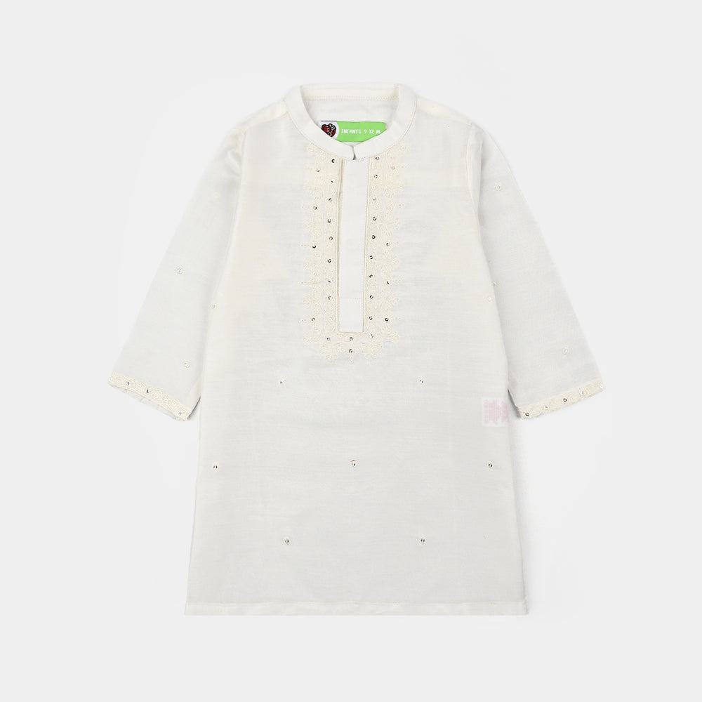 Infant Boys Poly Cotton 2Piece Suit (Chamak)-White
