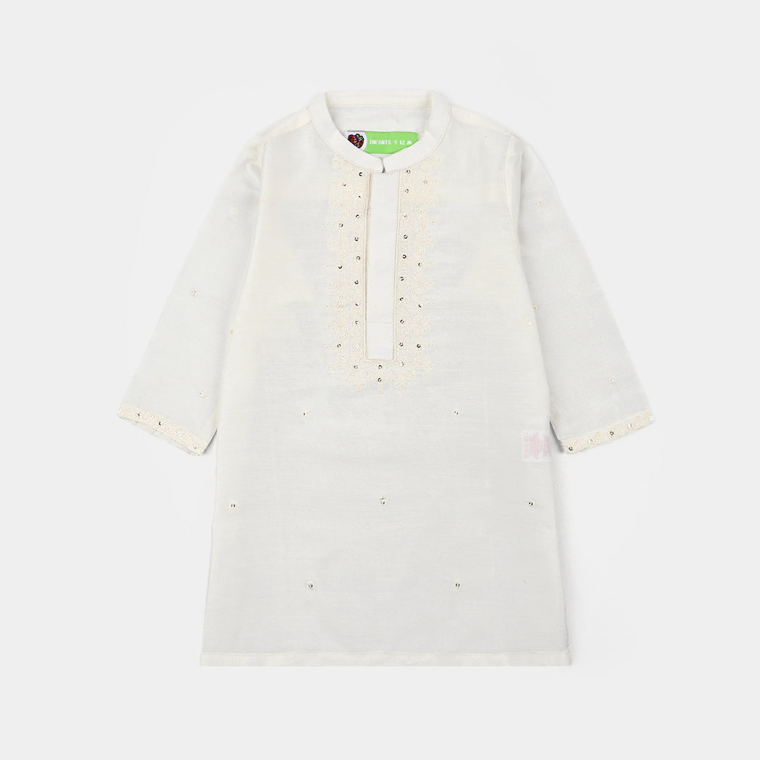 Infant Boys Poly Cotton 2Piece Suit (Chamak)-White
