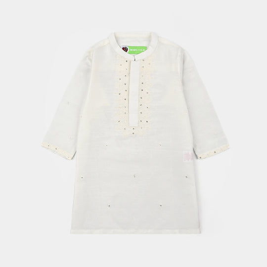 Infant Boys Poly Cotton 2Piece Suit (Chamak)-White