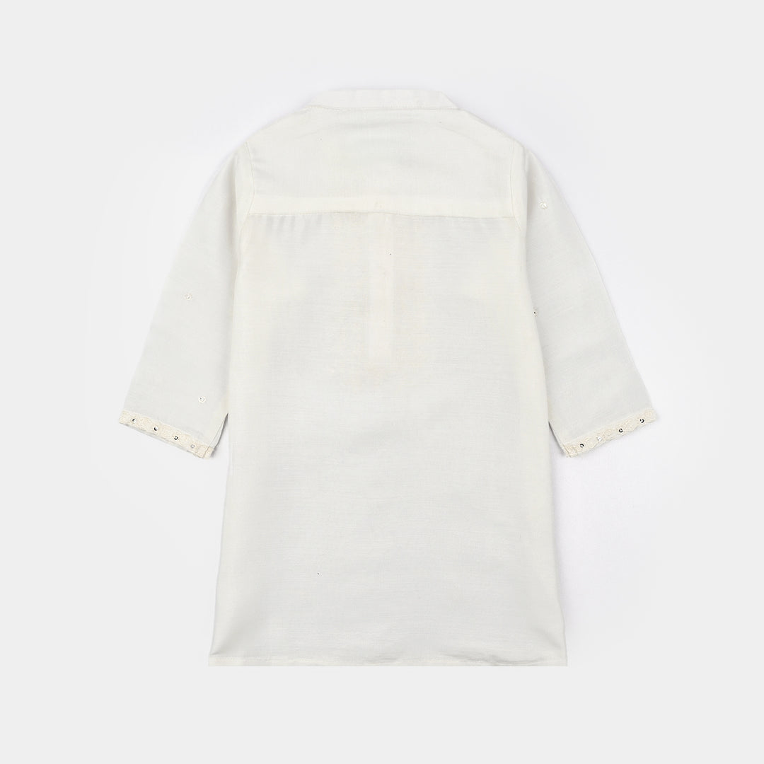 Infant Boys Poly Cotton 2Piece Suit (Chamak)-White