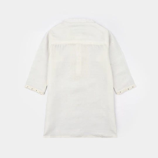 Infant Boys Poly Cotton 2Piece Suit (Chamak)-White