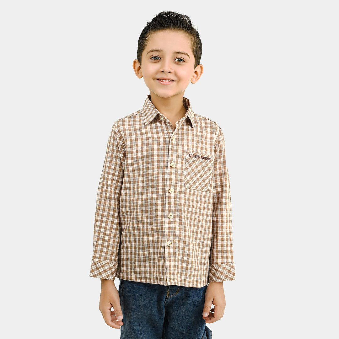 Boys Yarn Dyed Shirt F/S (Limited Edition)-Brown.Check