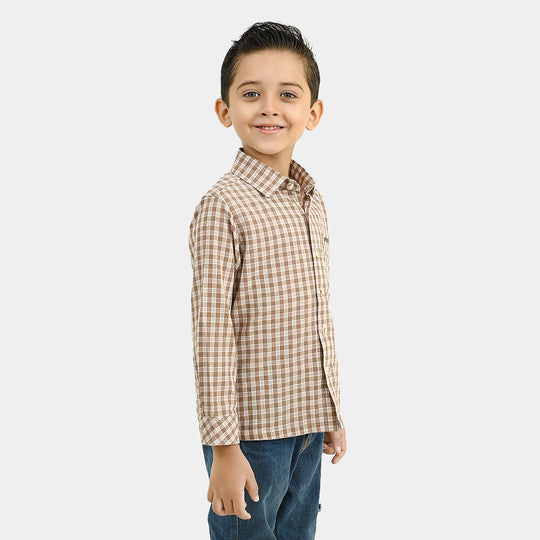 Boys Yarn Dyed Shirt F/S (Limited Edition)-Brown.Check