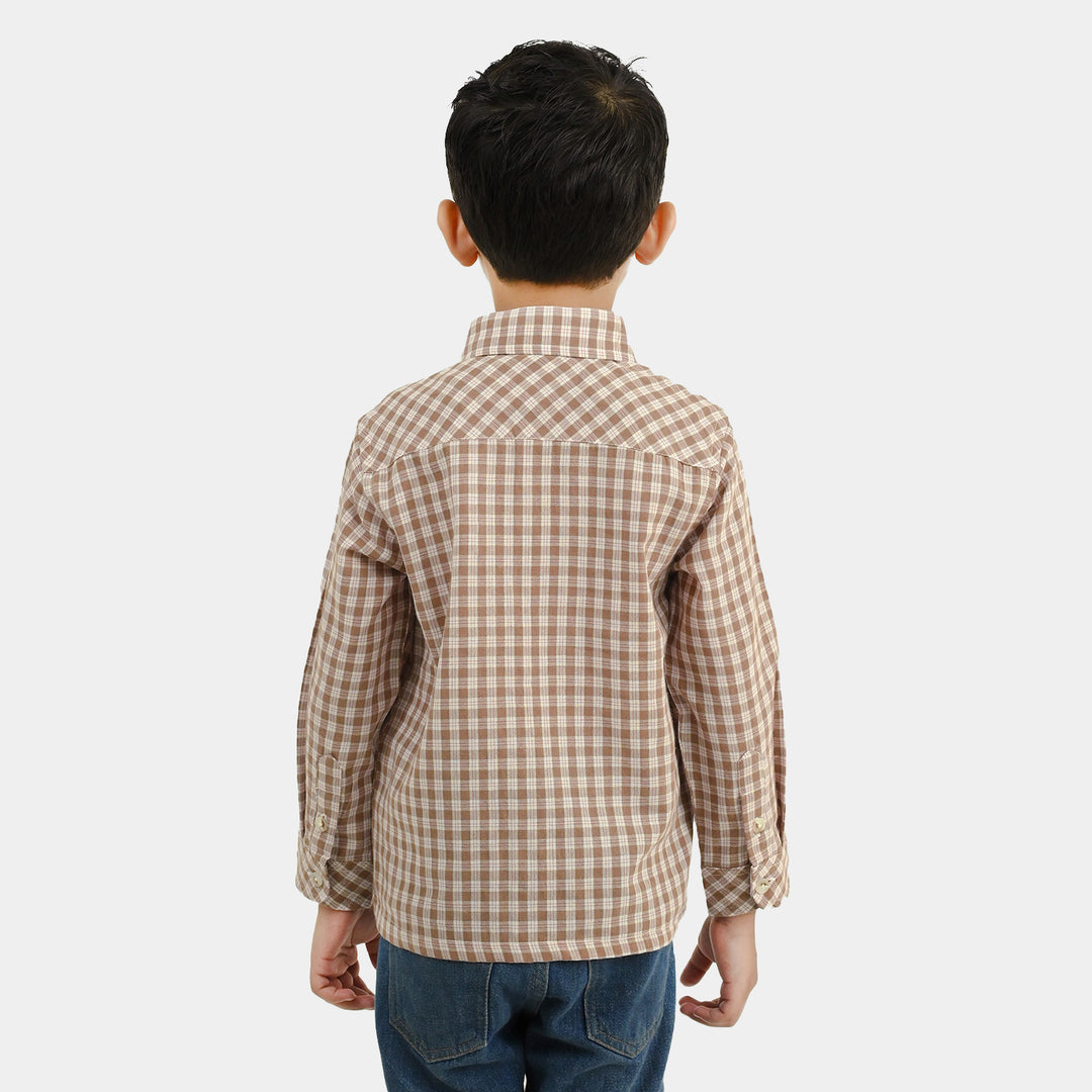 Boys Yarn Dyed Shirt F/S (Limited Edition)-Brown.Check
