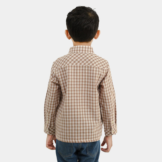 Boys Yarn Dyed Shirt F/S (Limited Edition)-Brown.Check