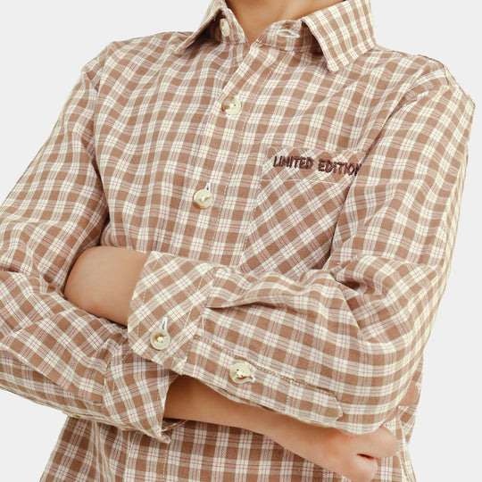 Boys Yarn Dyed Shirt F/S (Limited Edition)-Brown.Check