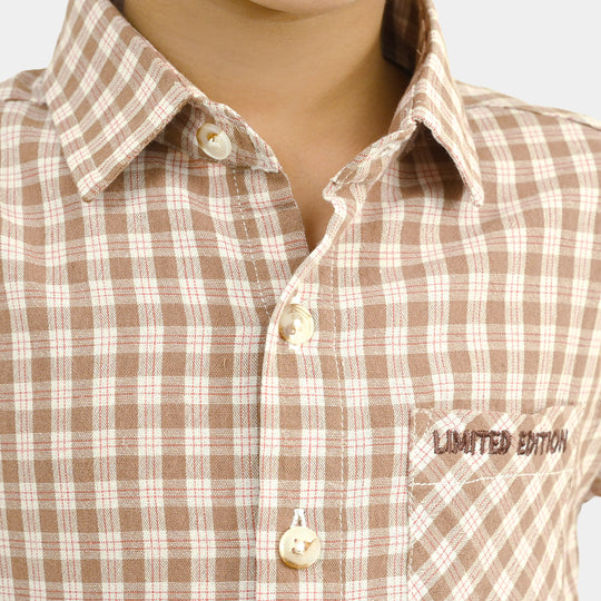 Boys Yarn Dyed Shirt F/S (Limited Edition)-Brown.Check