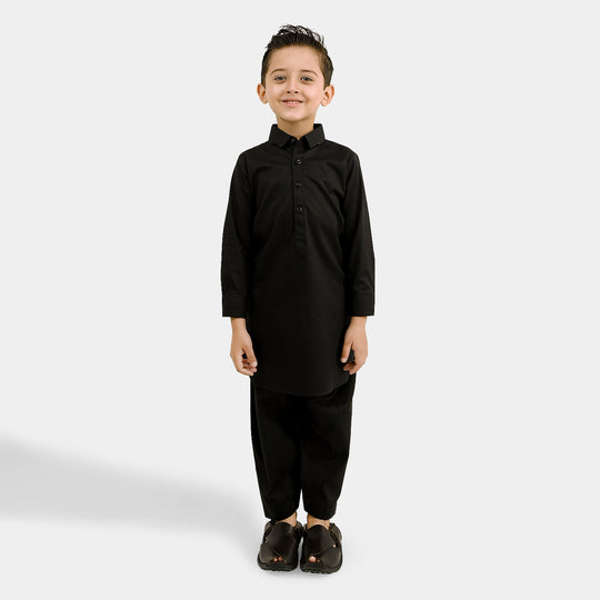 Boys Cotton Poplin 2Piece Suit (Classic)-BLACK