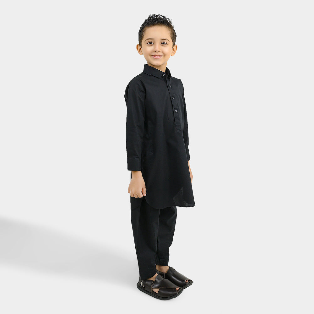 Boys Cotton Poplin 2Piece Suit (Classic)-BLACK