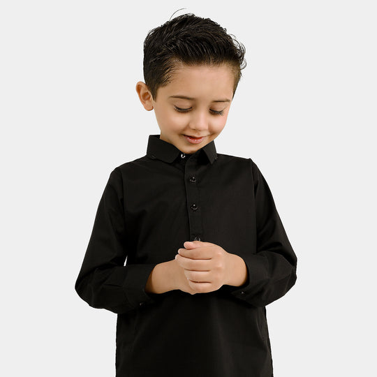 Boys Cotton Poplin 2Piece Suit (Classic)-BLACK