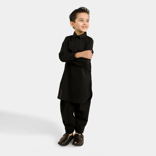 Boys Cotton Poplin 2Piece Suit (Classic)-BLACK