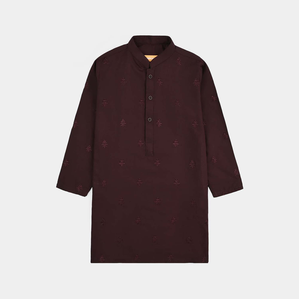 Boys Poly Viscose 2 Piece Suit (Gulkaar) - Dark Maroon