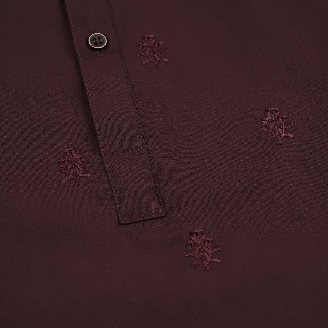 Boys Poly Viscose 2 Piece Suit (Gulkaar) - Dark Maroon