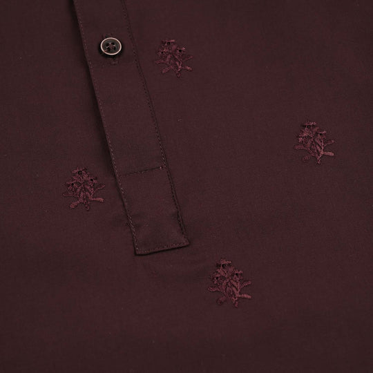 Boys Poly Viscose 2 Piece Suit (Gulkaar) - Dark Maroon