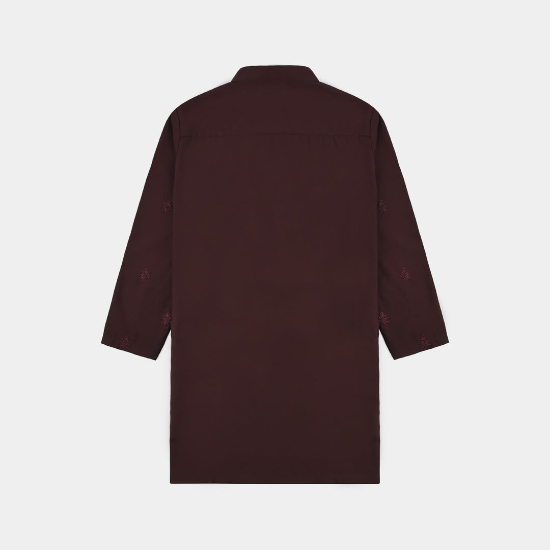 Boys Poly Viscose 2 Piece Suit (Gulkaar) - Dark Maroon