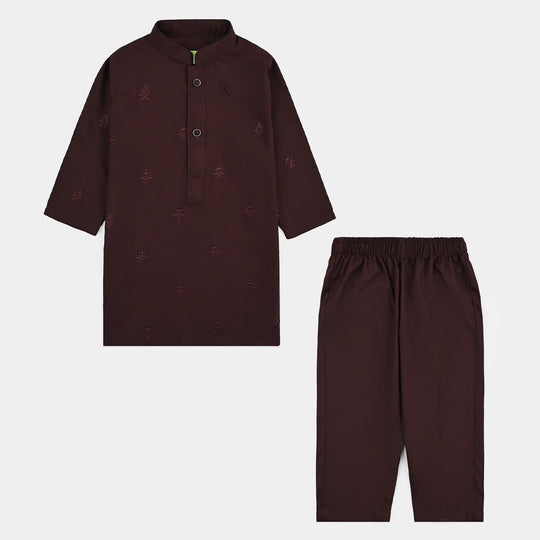 Infant Boys Poly Viscose 2 Piece Suit (Gulkaar) - Maroon