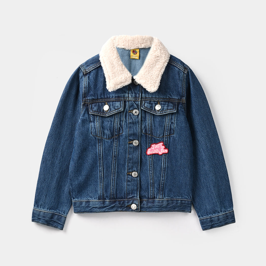 Girls Denim rigid Jacket JUST HAVE FUN-Mid Blue