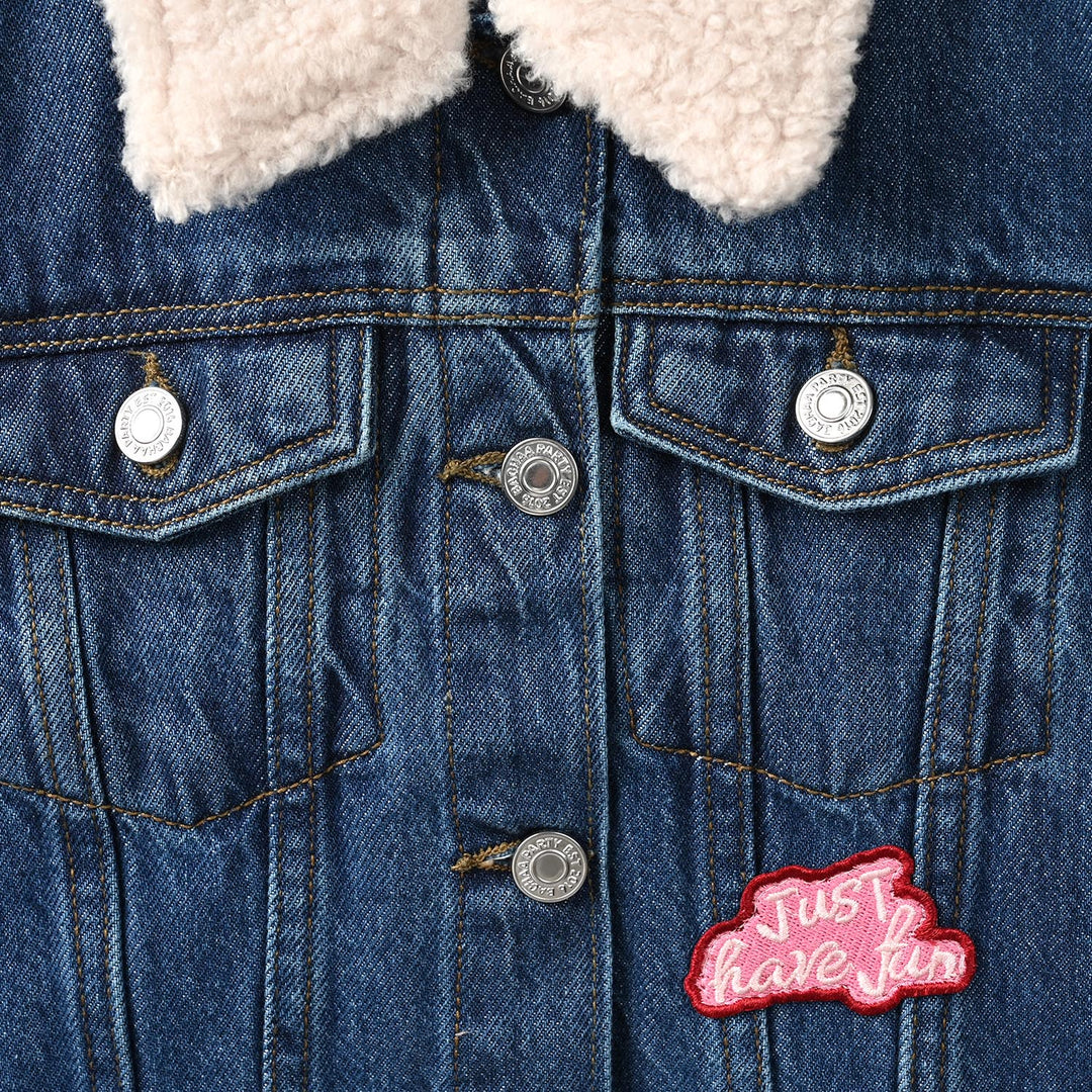 Girls Denim rigid Jacket JUST HAVE FUN-Mid Blue