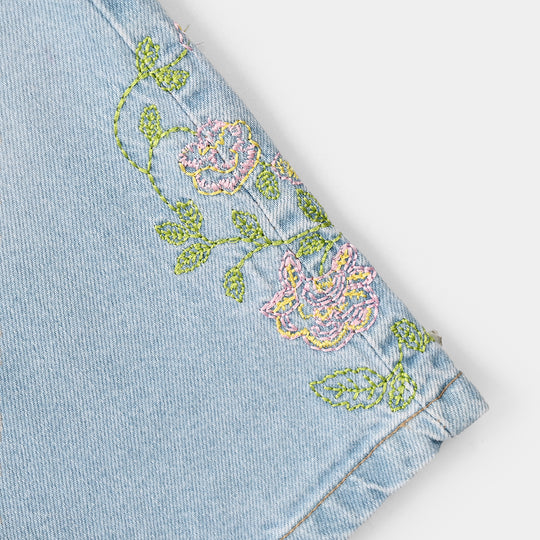 Girls Denim rigid Pant Petals- Light Blue