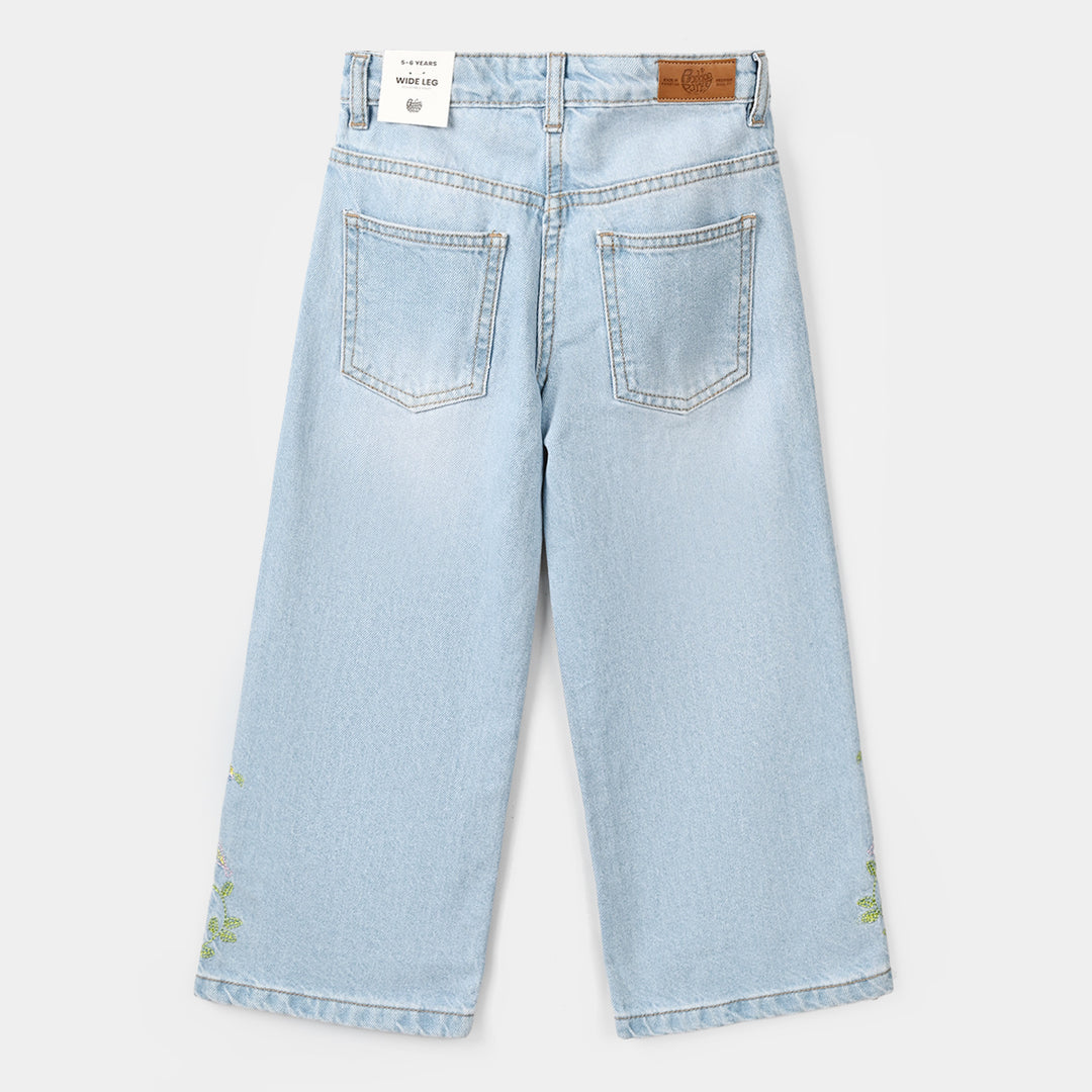 Girls Denim rigid Pant Petals- Light Blue