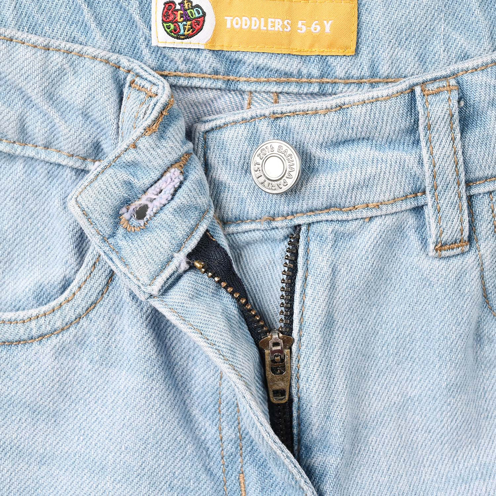 Girls Denim rigid Pant Petals- Light Blue