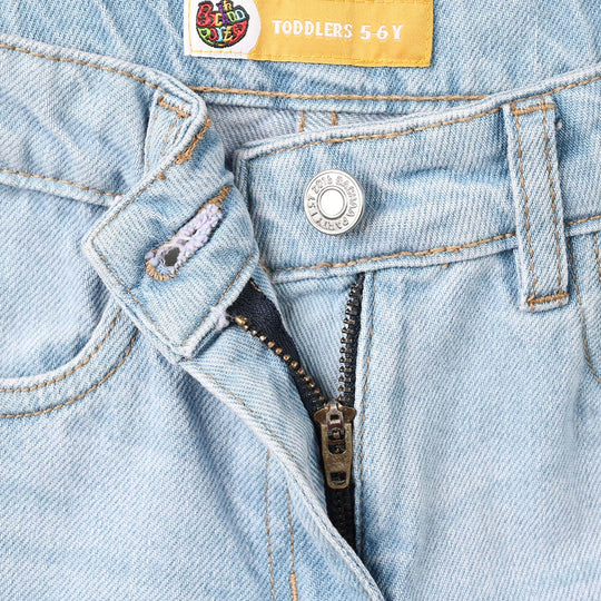 Girls Denim rigid Pant Petals- Light Blue