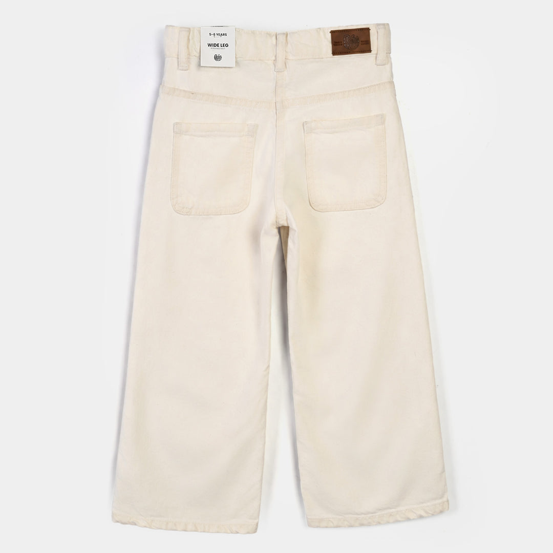 Girls Denim rigid Pant Flower N Flower-Off White