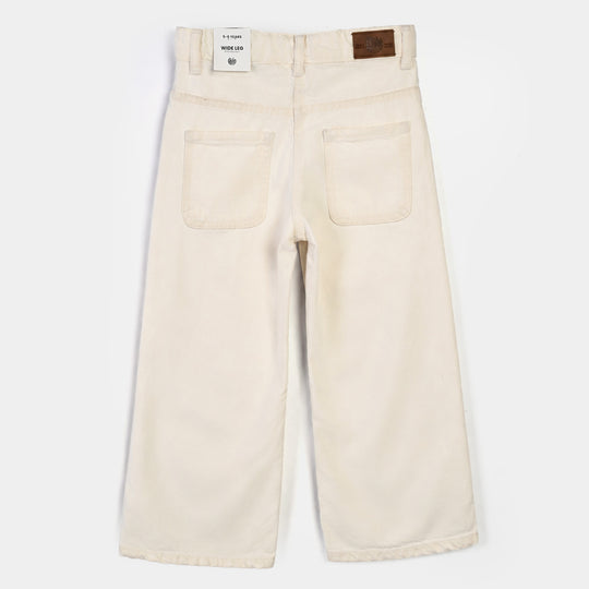 Girls Denim rigid Pant Flower N Flower-Off White