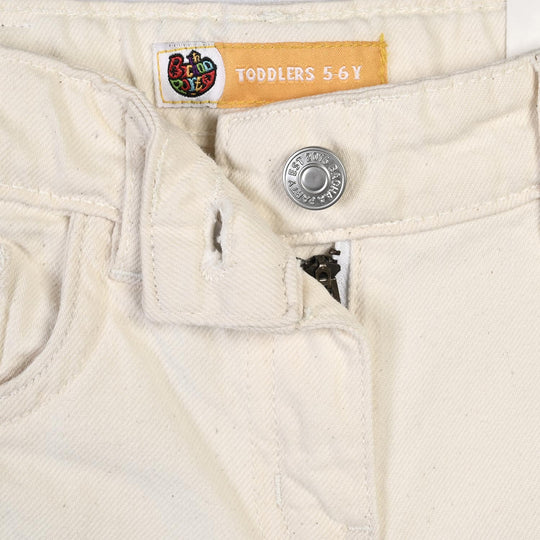 Girls Denim rigid Pant Flower N Flower-Off White