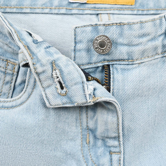Girls Denim rigid Pant Bicolour-LT.Blue