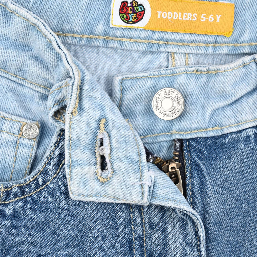 Girls Denim rigid Pant Frills-LT.Blue