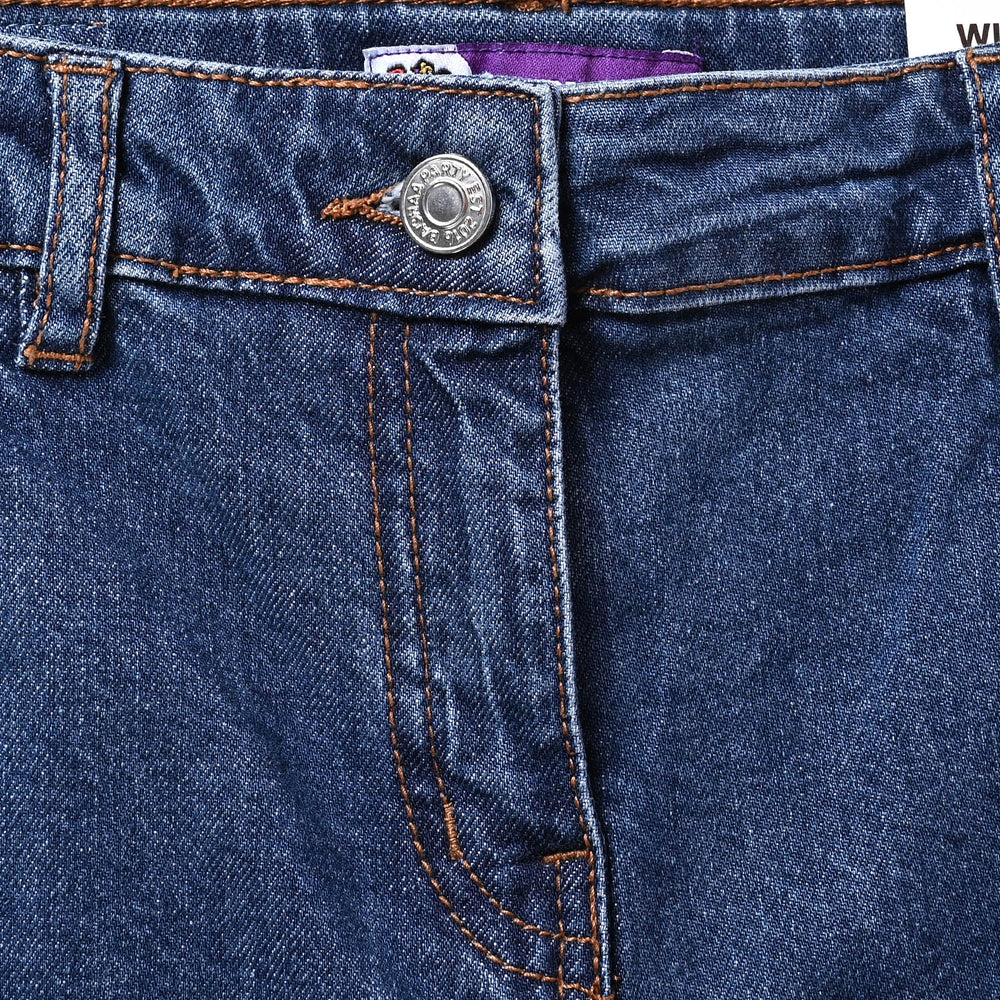 Girls Denim rigid Pant Cargo - Mid Blue