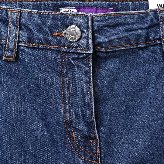 Girls Denim rigid Pant Cargo - Mid Blue