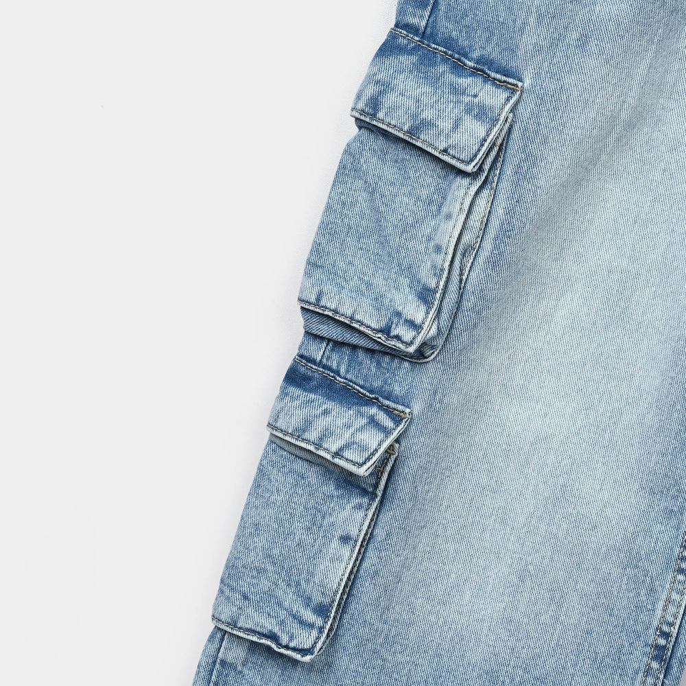 Girls Denim Rigid Pant Cargo 3 - Light Blue