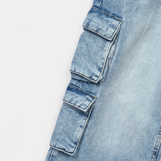 Girls Denim Rigid Pant Cargo 3 - Light Blue