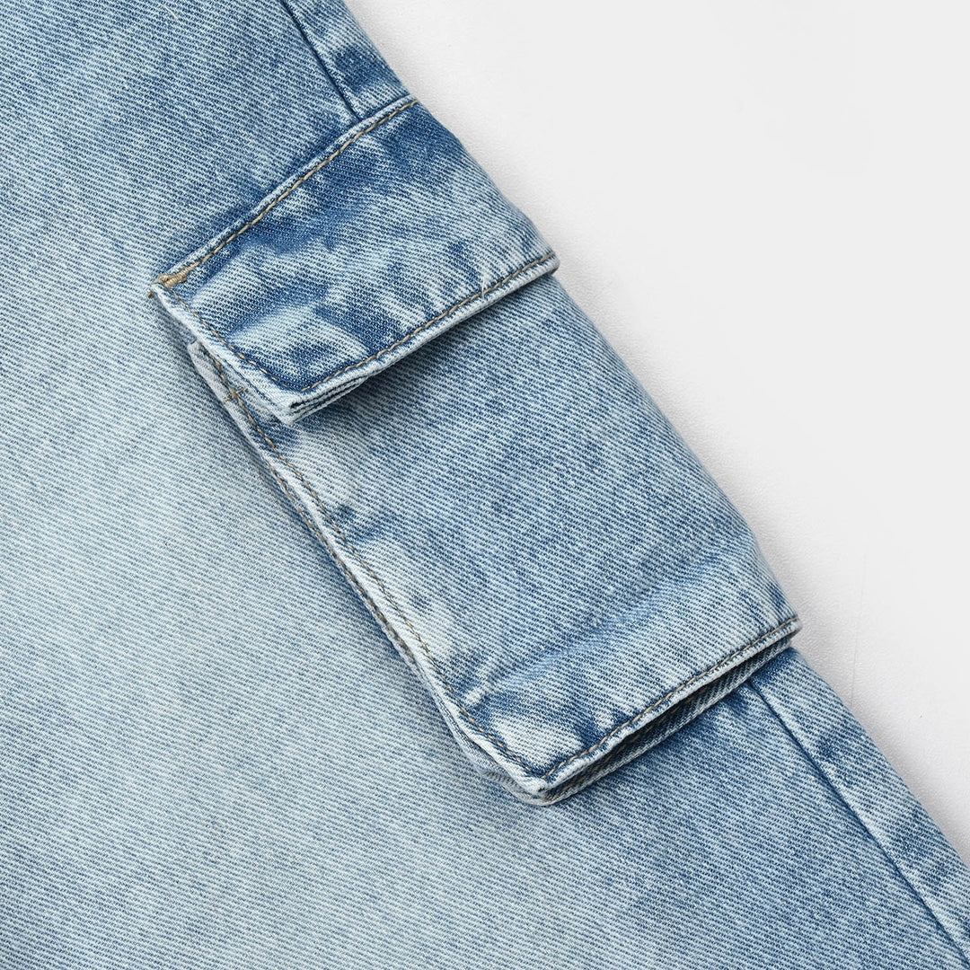 Girls Denim Rigid Pant Cargo 3 - Light Blue