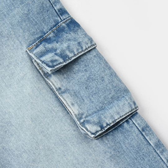 Girls Denim Rigid Pant Cargo 3 - Light Blue