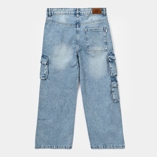 Girls Denim Rigid Pant Cargo 3 - Light Blue