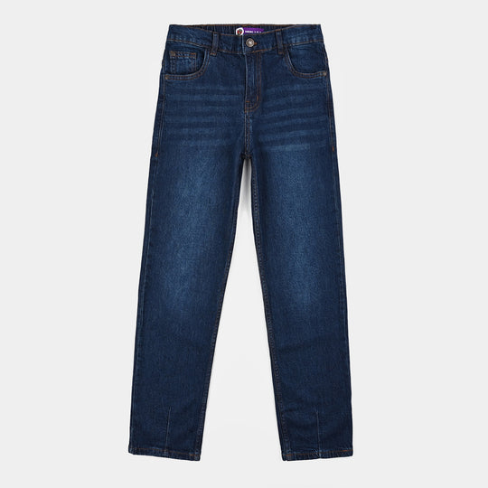 Boys Denim Stretch Pant Croops Loops- Dark Blue
