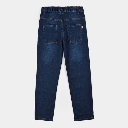 Boys Denim Stretch Pant Croops Loops- Dark Blue
