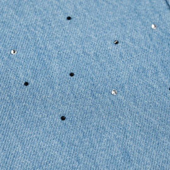 Teens Girls Denim rigid pant Small Studs-Mid Blue